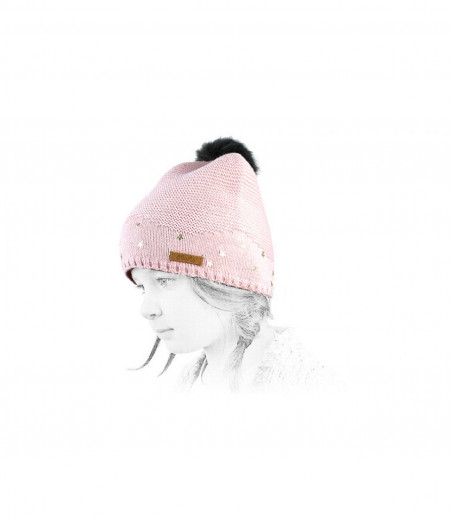 Barts bonnet rose enfant pompon fourru Barts bonnet rose enfant pompon fourru